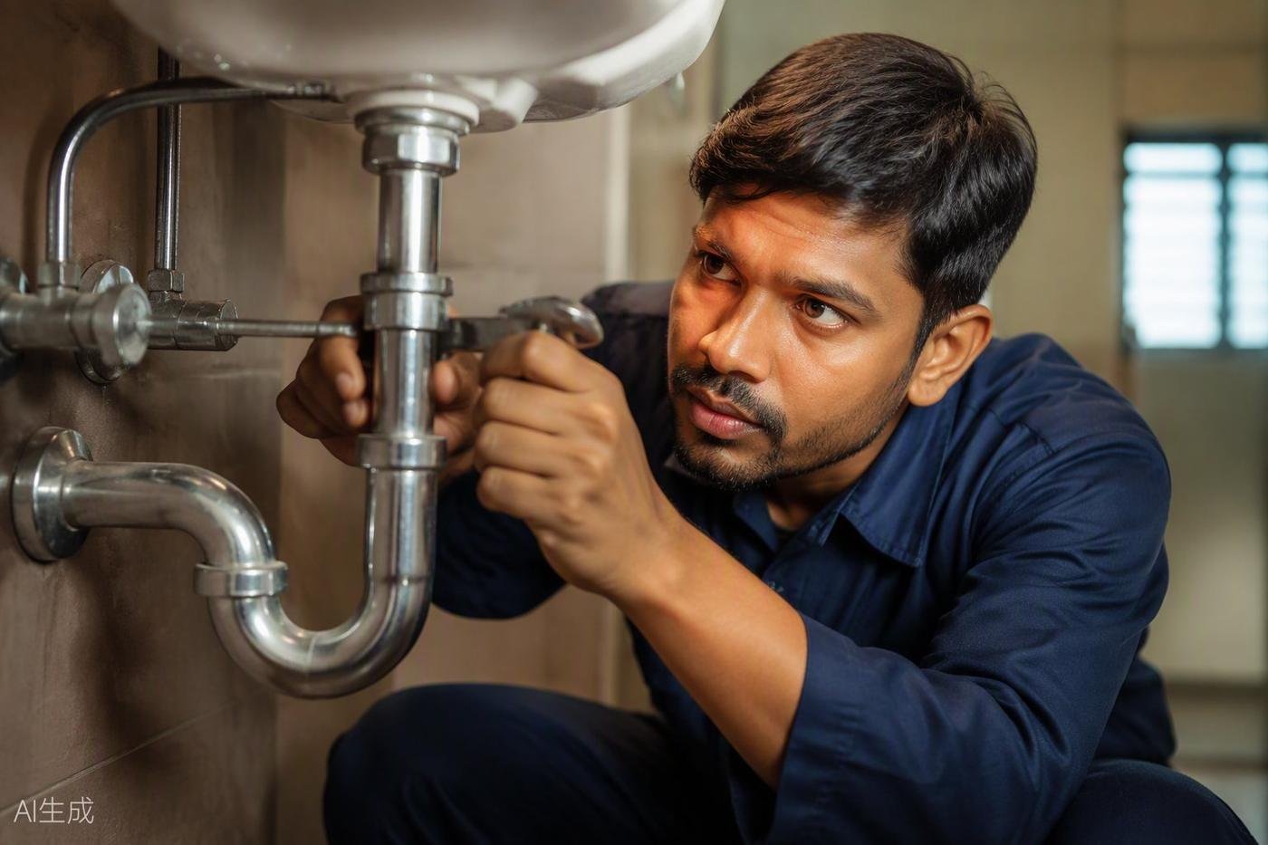 Apex Plumbing Solutions service flyer — bathroom fitting, tap, mixer and washbasin work in Lucknow