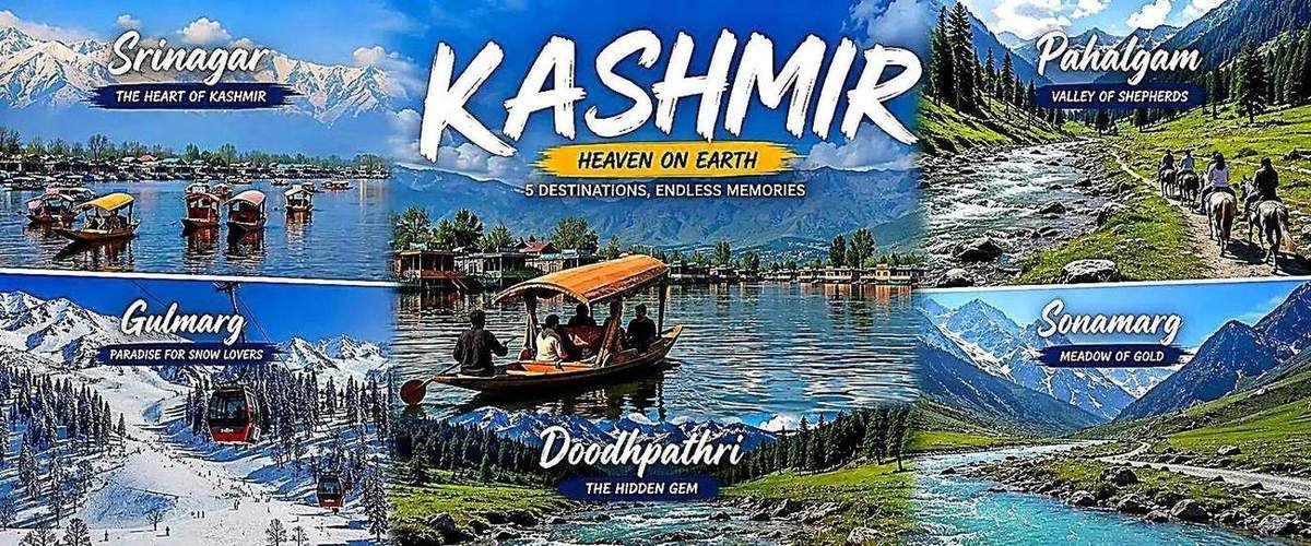 Kashmir tour banner Srinagar Gulmarg Pahalgam Sonamarg by Awadh Travels, Lucknow