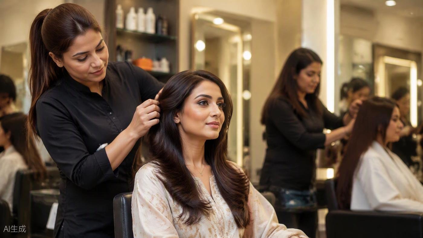 Didis Beauty Parlour interior with client at workstation Gomti Nagar