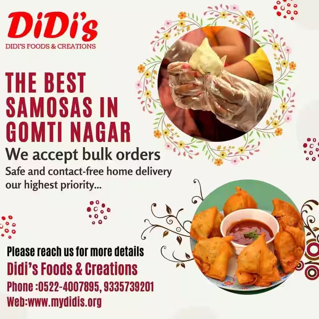 Didi's samosa promotion — homemade snacks in Gomti Nagar Lucknow