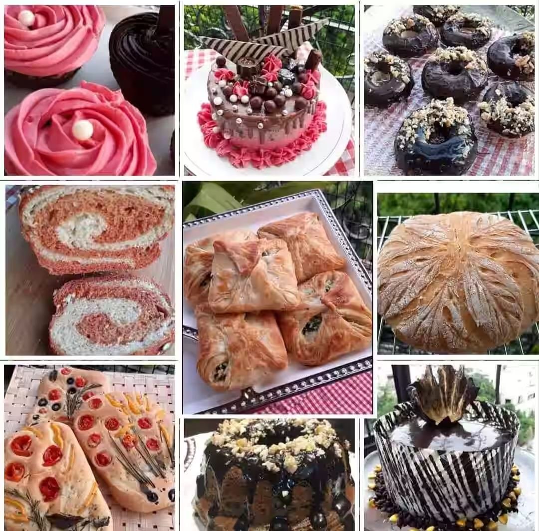 Cakes made by students during the baking class