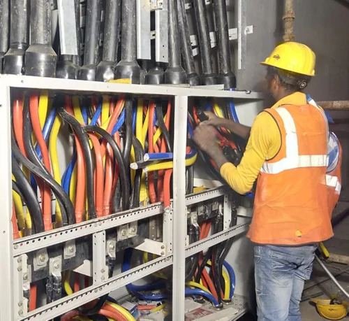 Panel wiring with proper safety gear — Fine Electricals, Tiwariganj, Lucknow