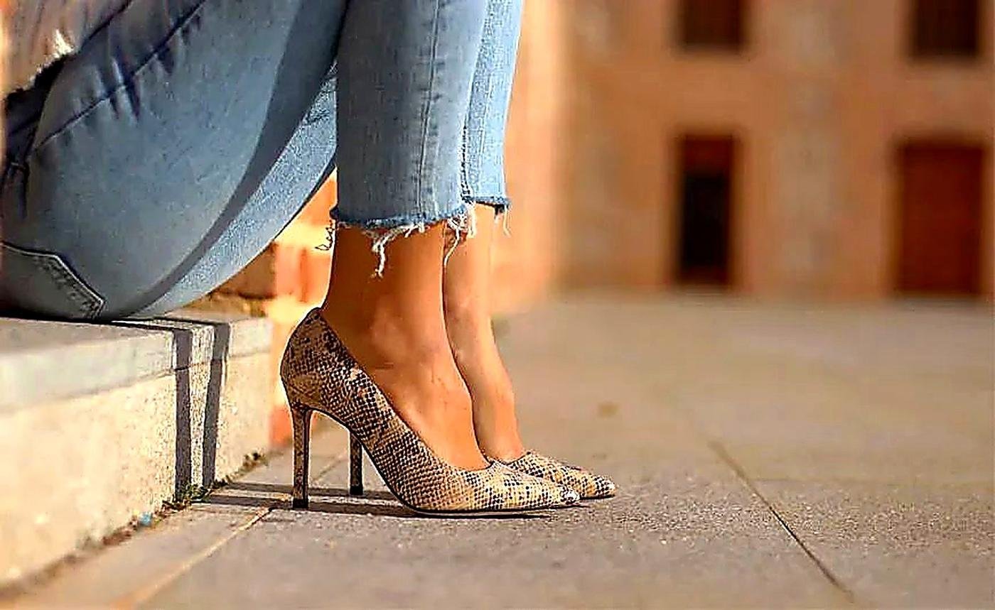 Snakeskin stilettos street style