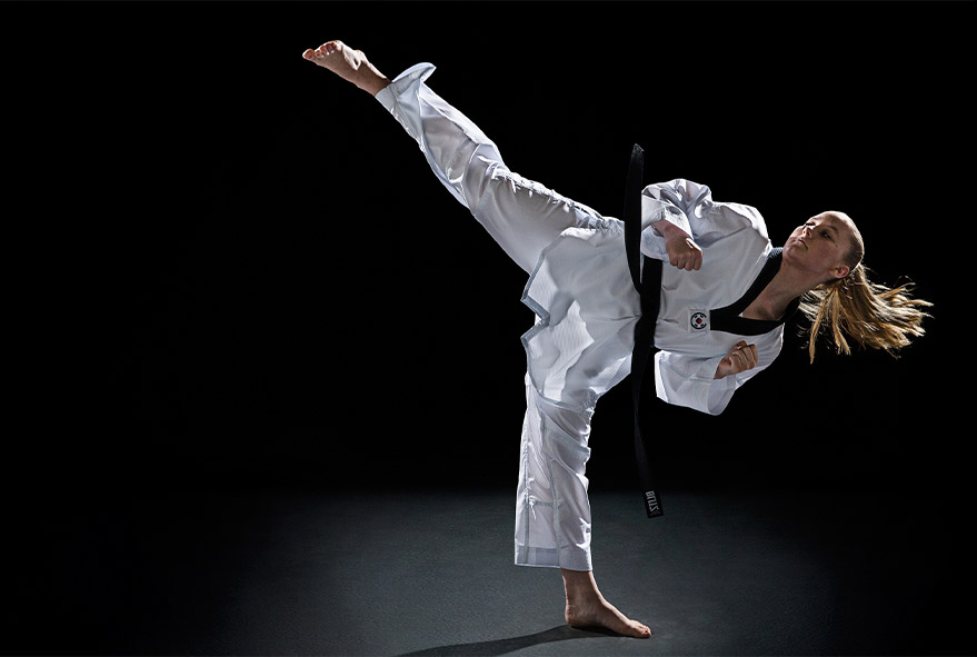 Taekwondo high kick by black belt