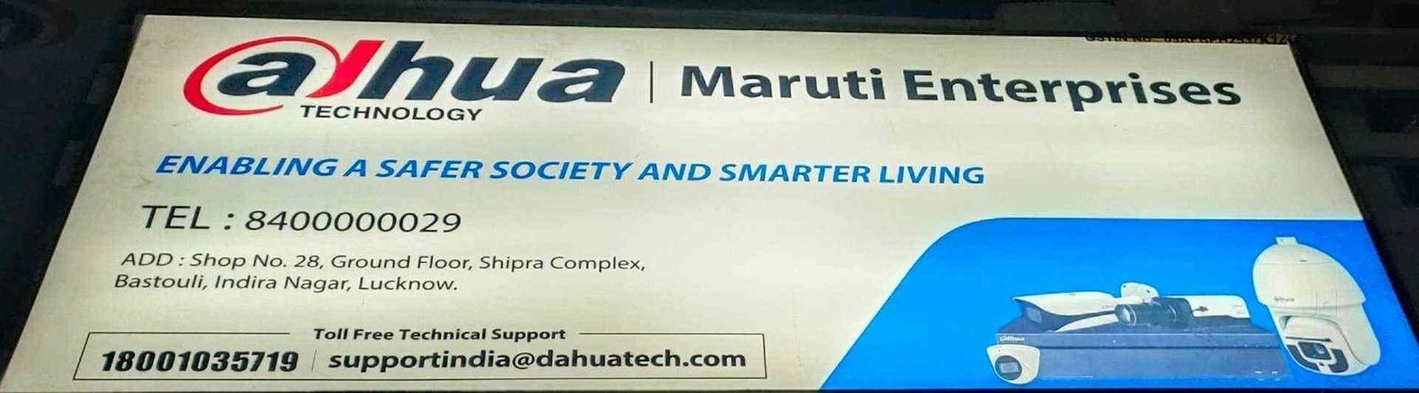 Maruti Enterprises shop board — Dahua partner, Amarpali Market, Indira Nagar, Lucknow