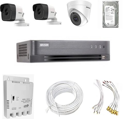 Hikvision CCTV kit with DVR and cables — 2-camera home kit in Indira Nagar, Lucknow