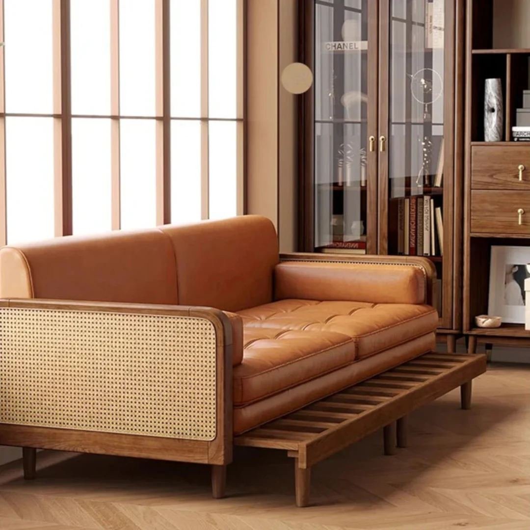 Leather-finish wooden frame sofa — Nainital Furniture House, Gomti Nagar, Lucknow