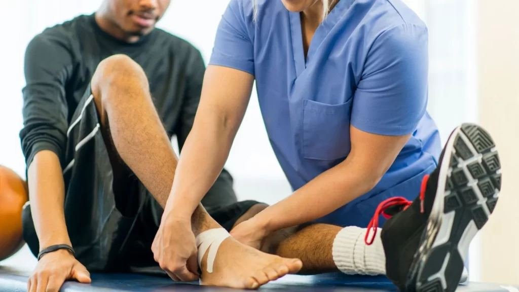 Ankle taping for sports physio