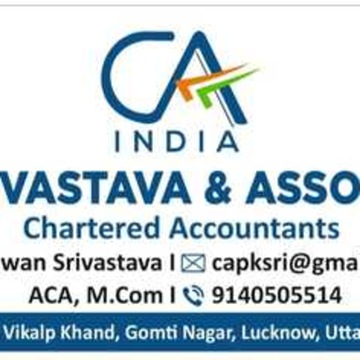 P K Srivastava and Associates firm logo card, chartered accountant Lucknow