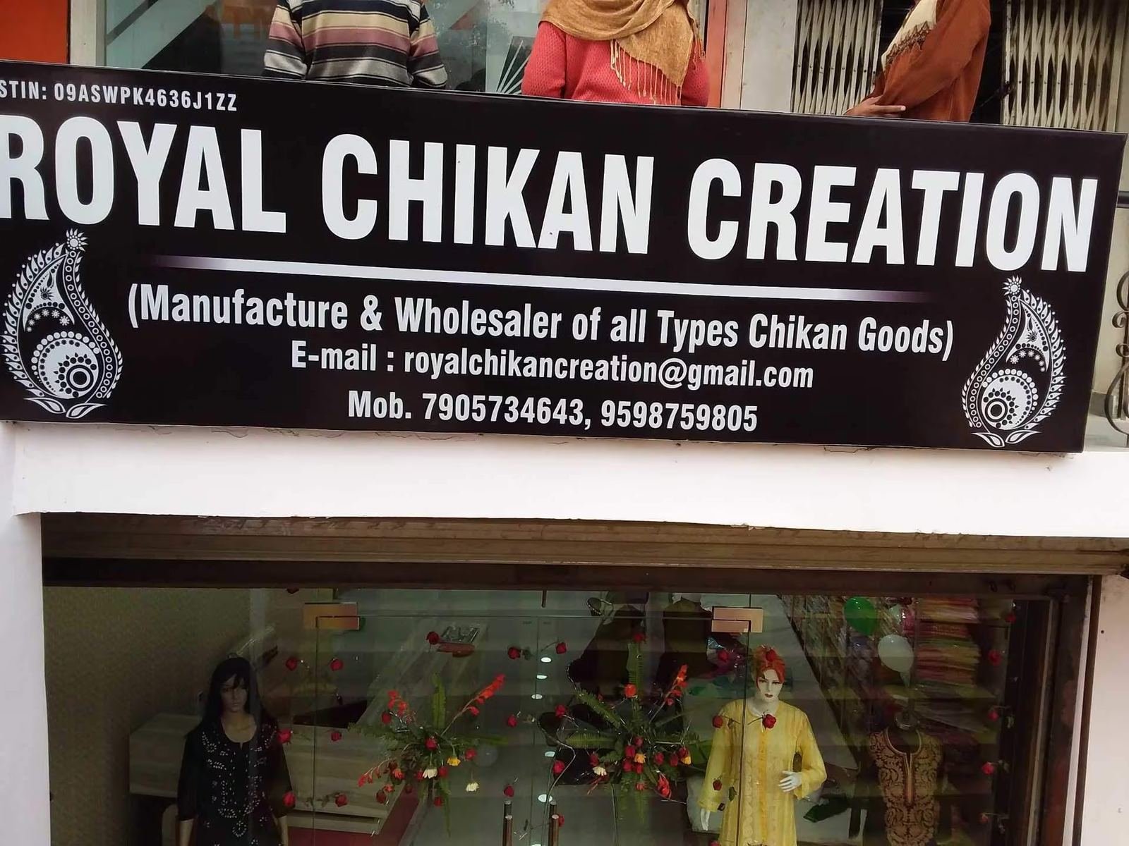 Royal Chikan Creation shop signboard - chikan goods wholesaler in Chowk Lucknow