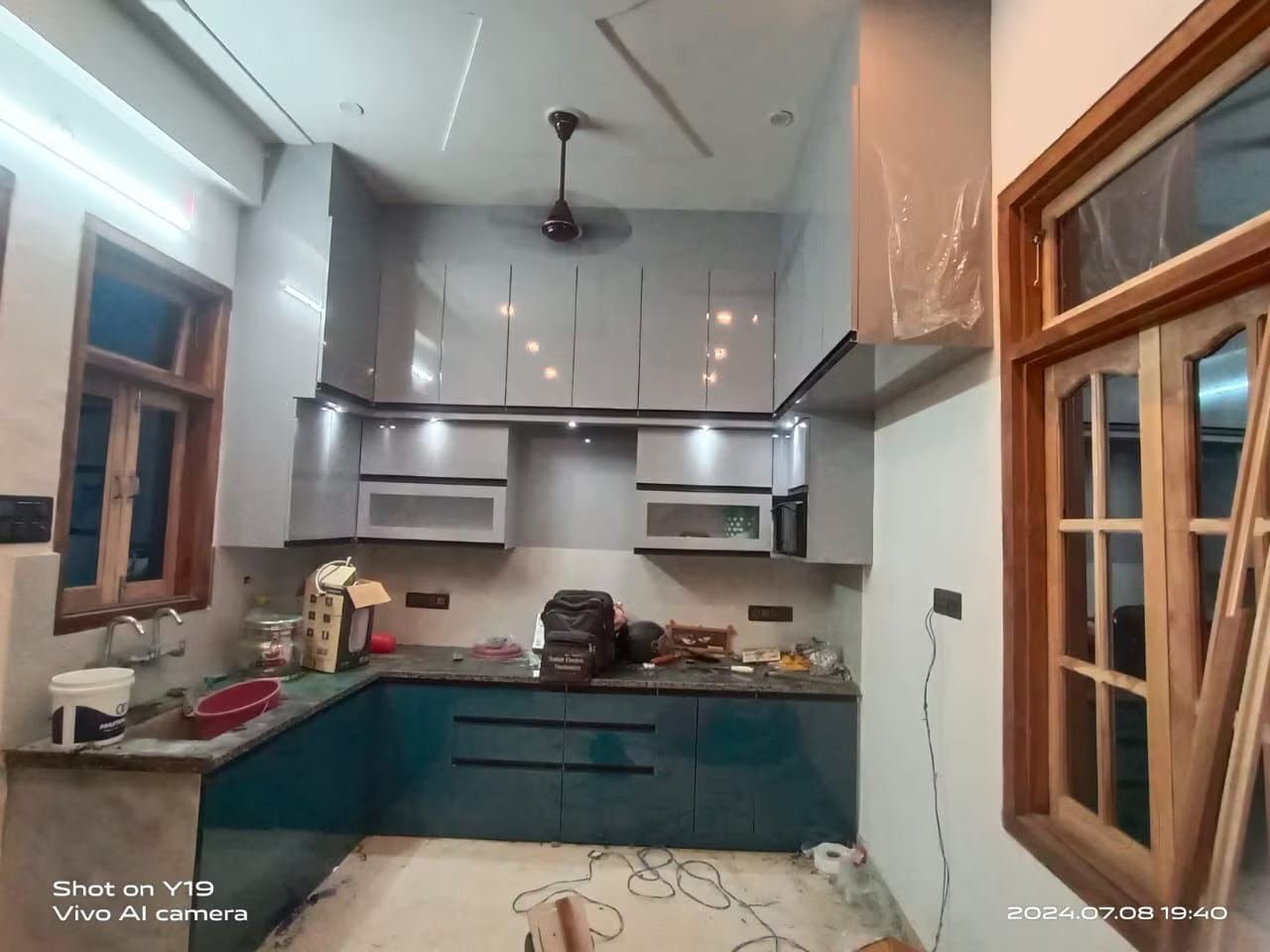 Grey modular kitchen installed by our team in Kakori, Lucknow
