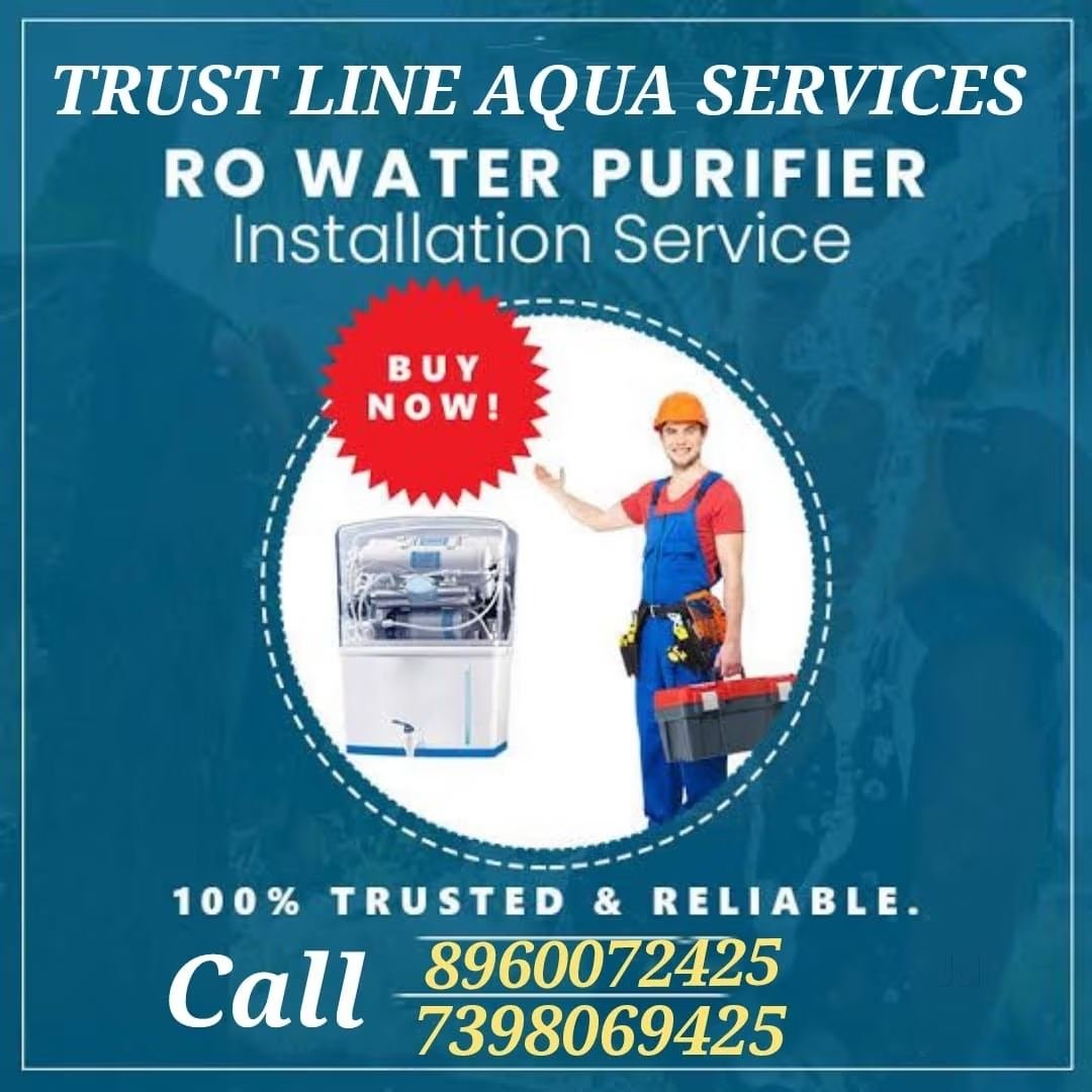 Trustline Aqua Services poster for RO installation with Lucknow contact details